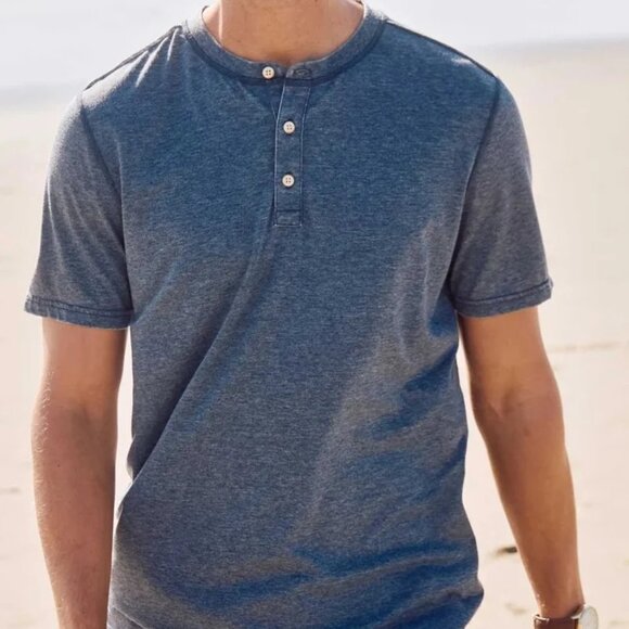 Surfside Supply Navy Burnout Dyed Soft Knit Henley - Picture 3 of 3